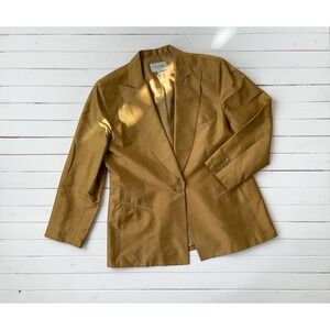 vtg Emanual Ungaro designer golden‎ tan silk dark academia blazer jacket